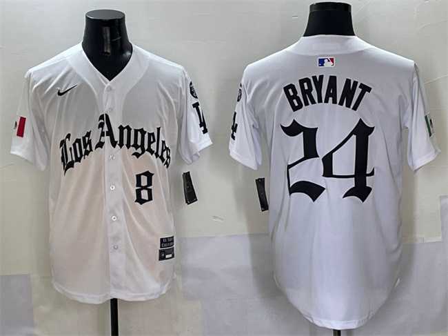 Men%27s Los Angeles Dodgers Front #8 Back #24 Kobe Bryant White Mexico 2025 LA Gothic Style With Fernando Patch Vapor Premier Limited Stitched Jersey->los angeles dodgers->MLB Jersey